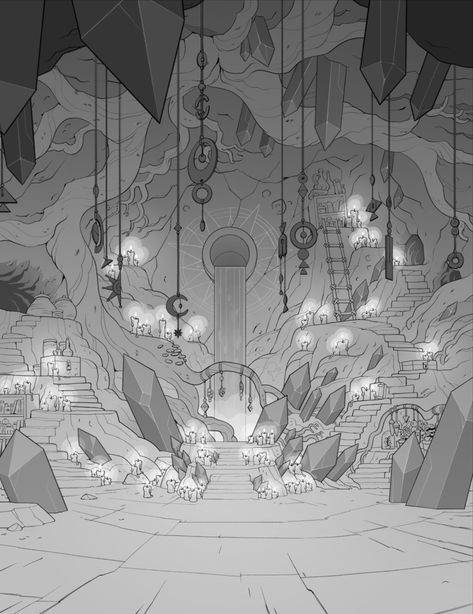 Wizard Bedroom Concept Art, Cave House Concept Art, Sanctuary Concept Art, Wizard Bedroom, Wizard Background, Cave Concept Art, Background For Animation, Animation Background Art, Cave Illustration