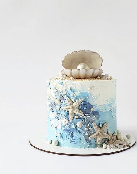 Specialty Cakes Birthday, Ocean Theme Wedding Cake, Ocean Mermaid Cake, Cake Sea Ocean, Sea Theam Cake Design, Ocean Birthday Decor, Ocean Bday Cake, Ocean Cake Design, Water Themed Cake