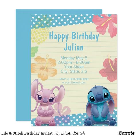 Happy Birthday Julian, Stitch Birthday Invitation, Sailboat Birthday, Cowgirl Birthday Invitations, Baby Party Themes, Stitch Party, Stitch Birthday, Cars Birthday Invitations, Disney Birthday Party