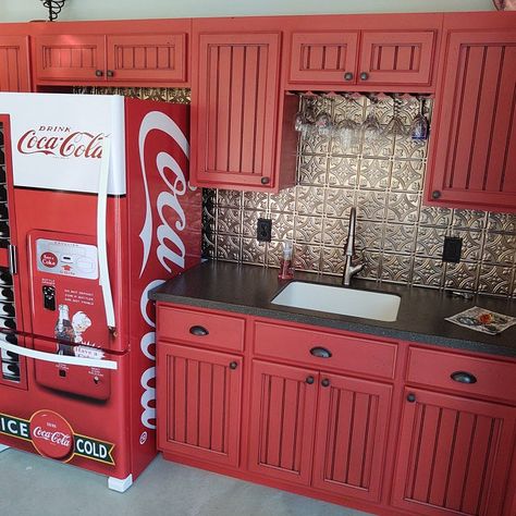 Stained Glass Vinyl, Fake Window Light, Stamped Concrete Driveway, Coca Cola Kitchen, Refrigerator Wraps, Coca Cola Decor, Fake Window, Chihuahua Art, Vinyl Doors