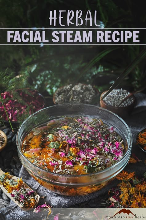 This easy-to-make herbal steam features skin-loving herbs like soothing calendula and peppermint, astringent raspberry leaf and white willow bark, and aromatic lavender and rose petals. Aside from offering a powerhouse of benefits for the face, herbal steaming is also a rejuvenating aromatherapy experience for the mind, body, and spirit.
This blend makes an exceptional gift that can easily be scaled up for bulk gift-crafting.

#facialsteam #HerbalSkincare #naturalskincare #naturalskincareroutine Facial Steam Recipes, Homemade Herbal Gifts, Potions Diy, Diy Bars, Herbal Gifts, Conditioner Diy, Herbal Facial Steam, Herbal Facial, Diy Natural Beauty Recipes