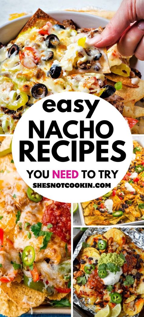 Nachos are easy to make and so versatile with flavors and prep method. We've rounded up our Top 10 Favorite Nacho Recipes to enjoy for your next party, game day or busy weekday dinner Nachos Recipe With Queso, Authentic Mexican Nachos Recipe, Nacho Toppings List, Easy Nachos Recipe Simple, Collage Meals, Diy Nachos, Cracker Dips, Nacho Ideas, Mexican Nachos Recipe