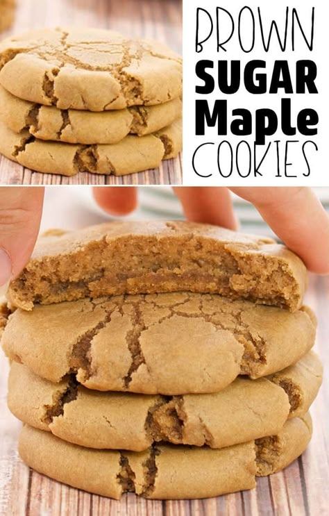 You have to try this Maple Brown Sugar Cookies Recipe! This soft sugar cookie recipe has an amazing maple flavor. These chewy brown sugar cookies are so good, you have to try it. Brown Sugar Cookies Recipe, Maple Brown Sugar Cookies, Brown Sugar Cookie Recipe, Soft Sugar Cookie, Amazing Cookie Recipes, Soft Sugar Cookie Recipe, Maple Cookies, Maple Recipes, Brown Sugar Cookies