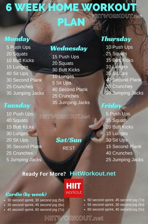 6 Week Home Workout Plan - HIIT 6 Week Workout Plan, Week Workout Plan, 6 Week Workout, Home Workout Plan, Sixpack Workout, Week Workout, Weekly Workout Plans, Get Ripped, At Home Workout Plan