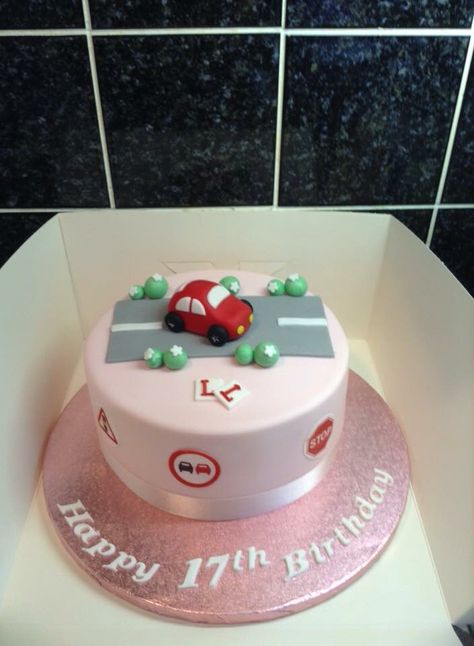 Driving Cake Ideas, Final Cake, 17 Birthday Cake, Passed Driving Test, 17 Birthday, 17th Birthday Ideas, Mini Pastries, 16 Birthday Cake, Cake Decorating Designs