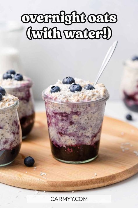 No need to panic if you've run out of milk! Creamy, flavorful, and the perfect meal prep for breakfast, this overnight oats with water recipe comes together in just a couple of minutes. While overnight oats are typically made with milk, you can easily make them with water! Overnight Oats Water, Overnight Oats With Water, Tasty Meal Prep, Meal Prep For Breakfast, Chia Puddings, Overnight Oats With Yogurt, Best Overnight Oats Recipe, Blueberry Overnight Oats, Plant Based Yogurt