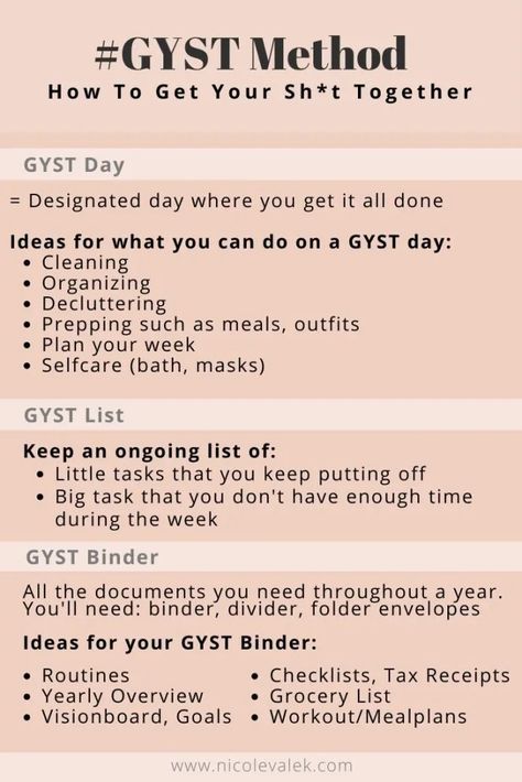 Gyst Checklist, Gyst Day, Gyst Binder, Kalyn Nicholson, Life Audit, Protect Your Mental Health, Mental Exhaustion, Binder Ideas, Get Your Life Together