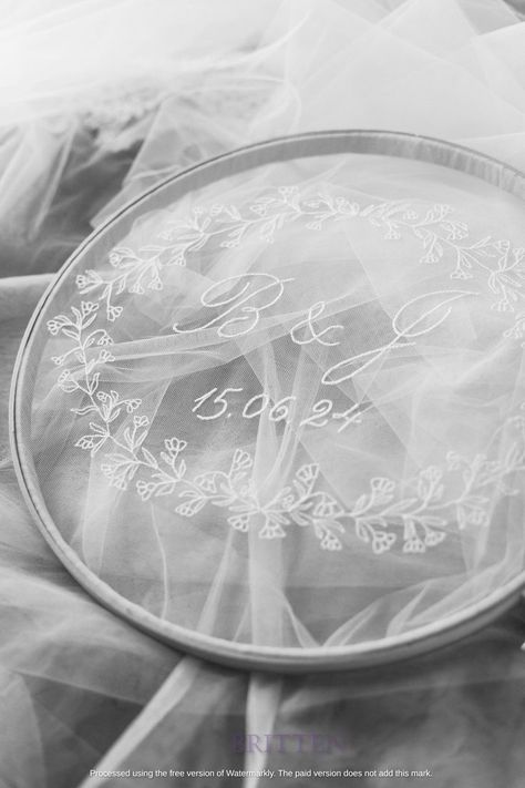 Bespoke embroidery, all done by hand. We love it!! Veil Embroidery, Fingertip Length Veil, Elbow Length Veil, Wedding Postcard, Wedding Veil Accessories, Minimal Wedding, Bride Look, Wedding Magazine, Wedding Veils