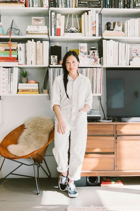 A Week of Outfits: Joyce Lee from Madewell A Week Of Outfits, Week Of Outfits, Brother Vellies, Cup Of Jo, Vintage Jumpsuit, Woman Business Owner, Monday Blues, Jelly Shoes, Of Outfits