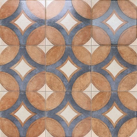 Angela Harris Mediterra Circles Terracotta 8x8 Matte Porcelain Tile Arch Tile Design, Kitchen Pattern Tiles, Modern Mediterranean Tile, Terra Cotta Shower Tile, Home Depot Kitchen Backsplash, Italian Tile Bathroom, Kitchen Tile Ideas Floor, Spanish Backsplash Kitchen, Colored Tile Bathroom