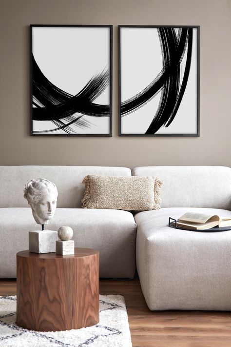 Black And White Living Room Decor Minimalist, Modern Black And White Wall Art, Modern Bedroom Artwork, Set Of Paintings Wall Art, Black And White Modern Painting, Black And White Abstract Wall Art, Minimalist Painting Black And White, Diy Abstract Canvas Art Black And White, Diy Black And White Art