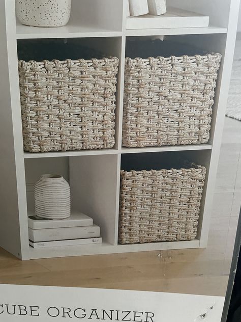 Cube Organizer Baskets, White Cube Shelves, Shelf With Baskets, Cube Drawers, 6 Cube Organizer, Cube Storage Baskets, Bedroom Tv Stand, Tv In Bedroom, Cube Shelves