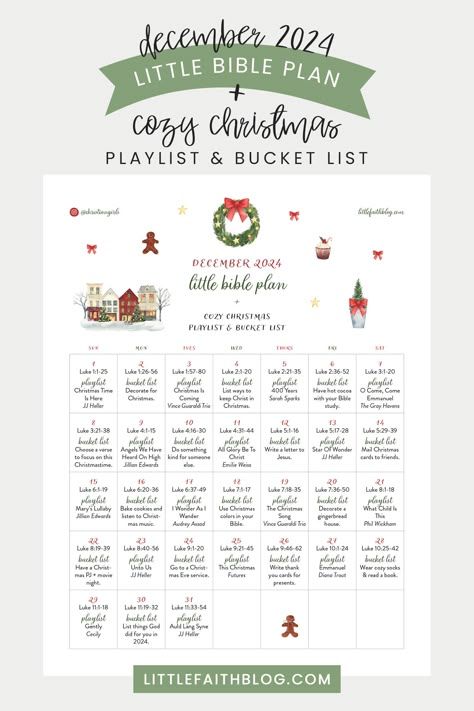 December 2024 Bible Reading Plan   Cozy Christmas Playlist & Bucket List December Bible Reading Plan, Bleach Blonde Bob, Listen To Christmas Music, Christmas Playlist, Scripture Writing Plans, Christ Centered Christmas, Happy March, Christmas Reading, Instagram Plan