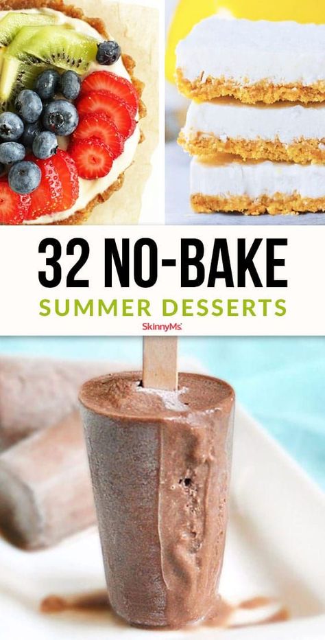 Celebrate the summer with healthy alternatives to ice cream. These 32 insanely delicious no-bake summer desserts will keep your waistline and your taste buds happy. Summer Desserts Easy Healthy, Easy Summer Dessert Recipes, No Bake Summer Desserts, Dessert Halloween, Healthy Summer Desserts, Dessert Simple, Bake Recipes, Easy Summer Desserts, Yummy Dessert