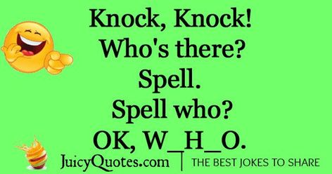 Jokes Knock Knock, Funny Puns For Kids, Funny Knock Knock Jokes, Knock Knock Who's There, Jokes To Tell, Cheesy Jokes, Funny Puns Jokes, Funny Jokes To Tell, Funny Jokes For Kids