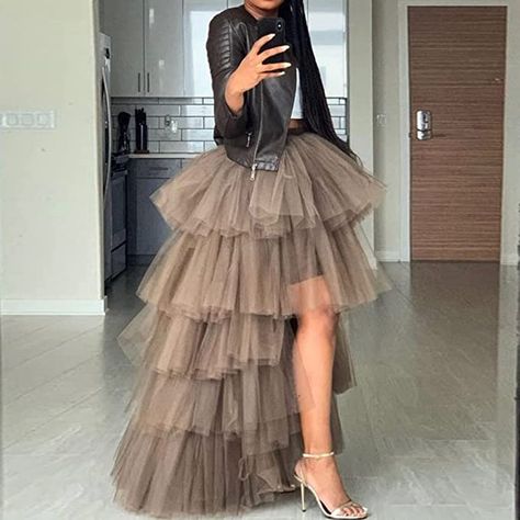 High Low Tulle Dress, High Low Tulle Skirt, Puffy Tulle Skirt, Night Out Skirts, Tulle Skirts Outfit, Tiered Tulle Skirt, Big Skirts, Puffy Skirt, Layered Tulle Skirt