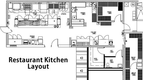 Restaurant Floor Plans: 8 Ideas To Inspire Your Next Location | Sling Restaurant Kitchen Floor Plan, Commercial Kitchen Floor Plan, Restaurant Kitchen Layout, Commercial Kitchen Layout, Small Kitchen Floor Plans, Cafeteria Plan, Future Restaurant, Cafe Plan, Restaurant Floor Plan