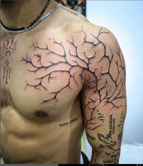 nerve tattoo ideas Nerve Tattoo Ideas, Thunder Tattoo Shoulder, Cool Guy Tattoos, Big Tattoos For Men, Big Tattoo Ideas For Men, Nerve Tattoo, Big Tattoo Ideas, Thunder Tattoo, Big Tattoos