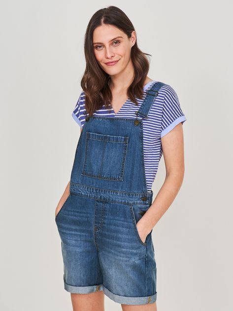 Summer Short Dungaree (Lgt Denim) | White Stuff Short Dungarees, Summer Shorts Denim, Girls Overalls, Shirts And Blouses, Scarf Poncho, Simple Tees, White Stuff, Dungarees, Latest Fashion For Women