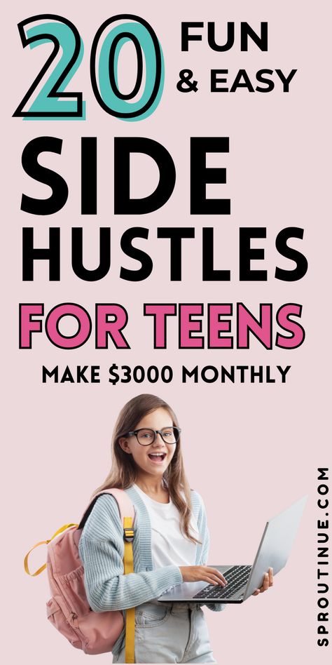 Side Hustles For Teens, Easy Side Hustles, Online Jobs For Teens, Best Side Hustles, Best Online Jobs, Easy Money Online, Jobs For Teens, Side Hustle Ideas, Make Easy Money