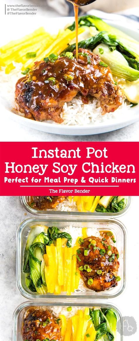 Instant Pot Honey Soy Chicken Thighs that is ready in 30 minutes and incredibly flavorful and easy to make! Perfect easy dinner for busy weeknights, and for meal prep lunches too. #InstantPotChicken #MealPrepRecipes #AsianChickenRecipes #EasyDinner #EasyLunch Honey Soy Chicken Thighs, Meal Prep Lunches, Big Chicken, Honey Soy Chicken, Asian Chicken Recipes, Soy Chicken, Honey Soy, Steak Fajitas, Mouthwatering Recipes