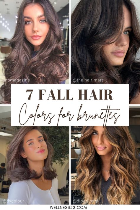 Fall Hair Color Ideas for Brunettes: Autumn-Inspired Looks Fall Hair Color For Brunettes No Bleach, Brunette Hair Colors For Fall, Cool Tone Fall Hair, Fall Hair Color Inspiration, Fall Hair Colors For Brunettes 2024, Fall Hair Colors Brunette, Fall Hair Brown, Fall Hair For Brunettes, Fall Hair Brunette