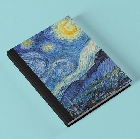 Painting Diary, Diary Cover Design, Marble Notebook, Gogh The Starry Night, Friend Aesthetic, A4 Notebook, Starry Night Art, Scrapbook Cover, Eco Logo