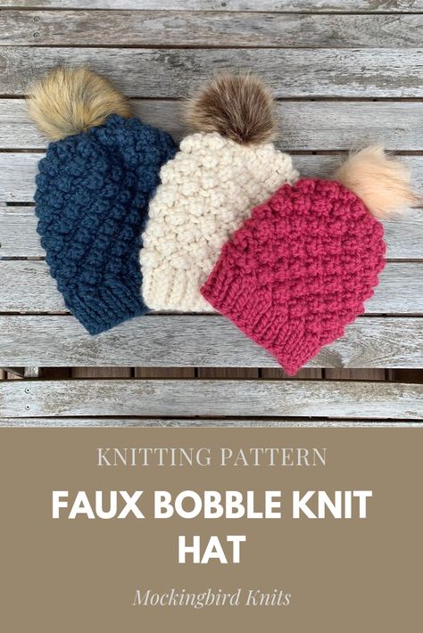 Free Knitting Pattern For Childs Bobble Hat, Bubble Hat Knit Pattern, Bulky Knit Hat, Knit Hat Pattern, Bulky Knit, Fall Hat, Knitting Hat, Lion Brand Wool Ease, Extra Yarn