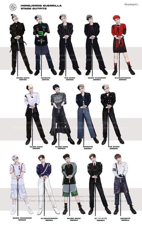 Guerilla Outfit Ateez, Kim Hongjoong Outfit, Ateez Cyberpunk Outfit Inspired, Mingi Outfit Inspiration, Ateez Say My Name Outfits, Cyberpunk Ateez Outfit, Kpop Overalls Outfit, Outfit For Kpop Concert, Hongjoong Guerrilla Outfit