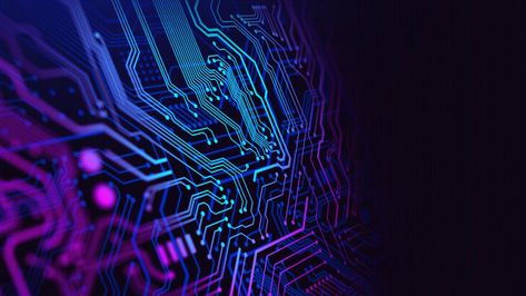 Blue and purple technology circuit Premi... | Premium Photo #Freepik #photo #technology #computer #line #blue Purple Technology Aesthetic, Blue Technology Aesthetic, Purple Tech Aesthetic, Cpu Wallpaper, Y2k Cyberpunk, Internal Comms, Hard Ware, Electric Field, Packaging Company