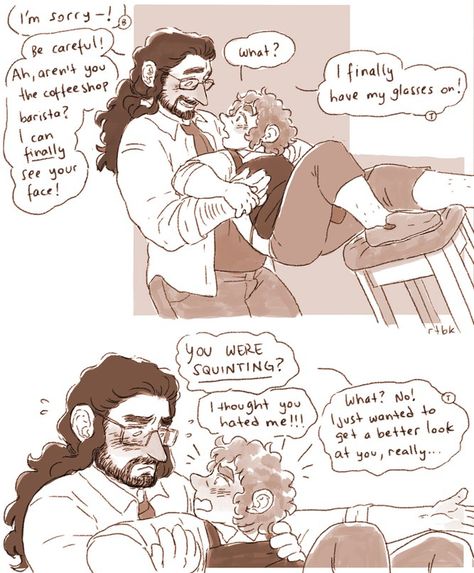 Dwalin X Bilbo, Bilbo X Thorin, Thorin X Bilbo Fanart Kiss, Thorin X Bilbo Comic, Kili Hobbit Fan Art, The Hobbit Fili And Kili, Tolkien Hobbit, Legolas And Thranduil, Hobbit Art