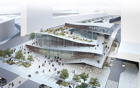 The new Saint-Denis Pleyel train station design competition : Kengo Kuma & Association Ramps Architecture, Paris Metro Stations, Kengo Kuma, Japanese Architect, Saint Denis, Design Competitions, Metro Station, Architecture Presentation, Concept Architecture