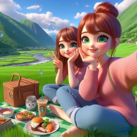 Sisters Animated Images, Besties Photos, Beautiful Easy Drawings, Sister Wallpaper, Bff Girls, Princess Rapunzel, Android Wallpaper Flowers, Happy Friendship, Family Cartoon