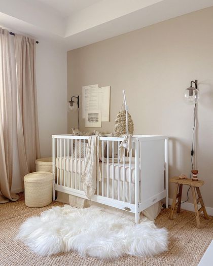 White And Oak Nursery, Nursery Ideas Scandinavian, Scandi Nursery Ideas, Swedish Nursery, Scandinavian Nursery Ideas, Nordic Nursery Room, Industrial Nursery, Scandinavian Baby Room, Sage Green Furniture