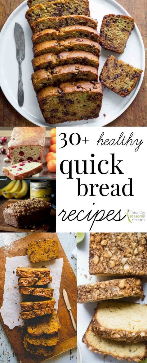 Here are more than 30 Healthy Quick Breads to try this fall and for the holidays. They are great for snacking, breakfast and gifts! Plus 10 tips for tender quick breads. Healthy Quick Bread Recipes, Heart Healthy Bread Recipes, Healthy Quick Breads, Healthy Quick Bread, Healthier Bread, Baking Healthy, Almond Bread, Muffins Recipes, Healthy Bread Recipes