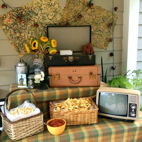 Part of Mark's "vintage" themed graduation party setup. So proud of the hostess, my creative mom! Vintage Graduation Party Decorations, Eclectic Graduation Party, Graduation Party Ideas Vintage, History Graduation Party, Antique Party Theme, Antique Birthday Party Ideas, Vintage Graduation Party Ideas, Vintage Grad Party, Whimsical Graduation Party