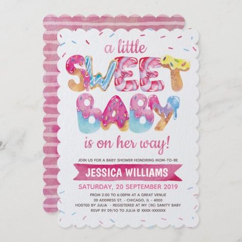 Sweet Candyland Sprinkles Baby Shower Invitation for $3.25 - Baby Shower Invitations Sweets Baby Shower Theme, Sprinkle Baby Shower Invitations, Baby Shower Sweets, Baby Shower Candy Bar, Sprinkle Shower, Baby Shower Candy, Baby 5, Colorful Invitations, Personal Stationery