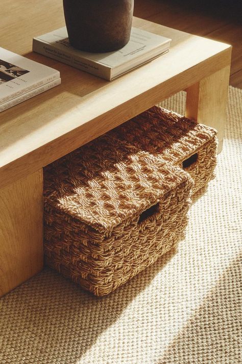 WOVEN BASKET - Light beige | ZARA United Kingdom Basket Lighting, Basic Makeup, Woven Basket, Book Stationery, Clean Laundry, Zara Home, S K, Light Beige, Basket Weaving