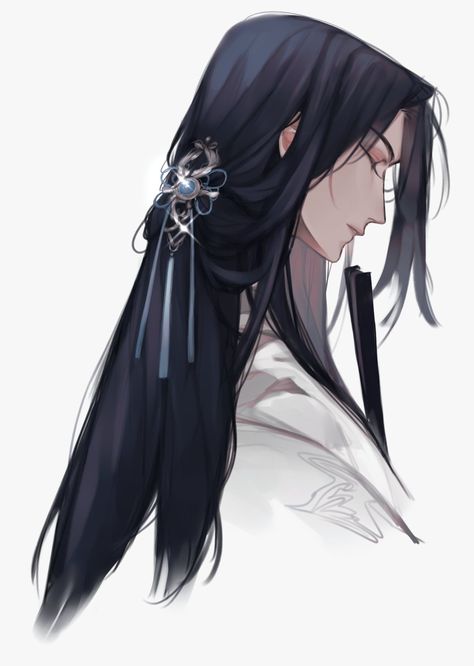 Anime Males With Long Hair, Anime Men With Long Hair Beautiful, Long Hair Male Hairstyles Drawing, Long Haired Guy Art, Guy With Long Black Hair Drawing, Long Hair Styles Men Drawing, Long Black Hair Man Art, Long Haired Men Art, Male Character Long Hair