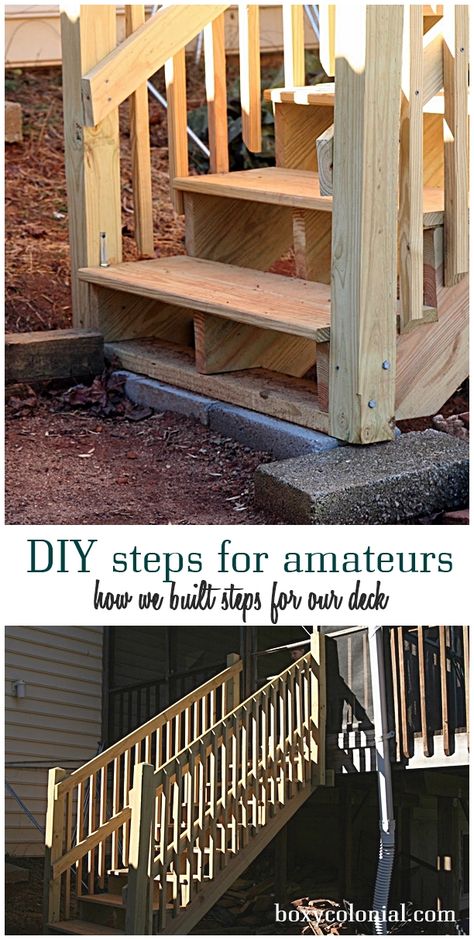 DIY Steps for Amateurs-by Dave! - Build Stairs, Stairs Diy, Deck Steps, Deck Stairs, Diy Stairs, Diy Outdoor Decor, Diy Deck, Back Deck, Decks And Porches