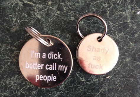 Best cat tag ever! Funny Dog Tags, Cute Dog Tags, America Funny, Made Me Laugh, Pet Spa, Engraved Dog Tags, Dog Teeth Cleaning, Dog Collar Tags, Being Honest