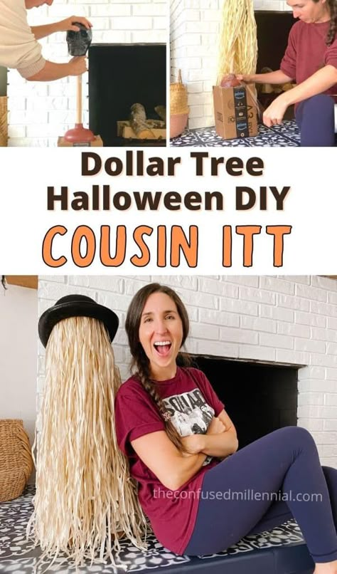 Wednesday Diy Birthday Party, Addams Family House Decor Halloween, Cousin It Decoration Diy, Addams Family Office Decorations, The Addams Family Decor, Adams Family Bday Party, Adams Family Backdrop, How To Make Cousin It Decoration, Adam Family Trunk Or Treat