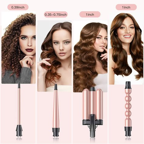 Types Of Hair Waves, Tight Curls With Wand, Types Of Curls With Curling Iron, Curly Hair Iron, Crimper Hair, Hair Curler Wand, 3 Barrel Curling Iron, Wand Curler, Beach Waver