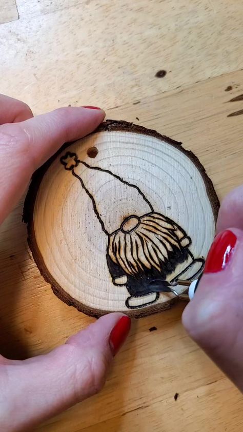 #happyholidays #hollyjollychristmas #gnome #christmasgnome #woodsliceornaments #woodslice #woodburning #pyrography #fypシ Owl Pics, Owl Pictures, Wood Slice Ornament, Wood Slices, Christmas Gnome, Holly Jolly, Pyrography, Wood Burning, Happy Holidays