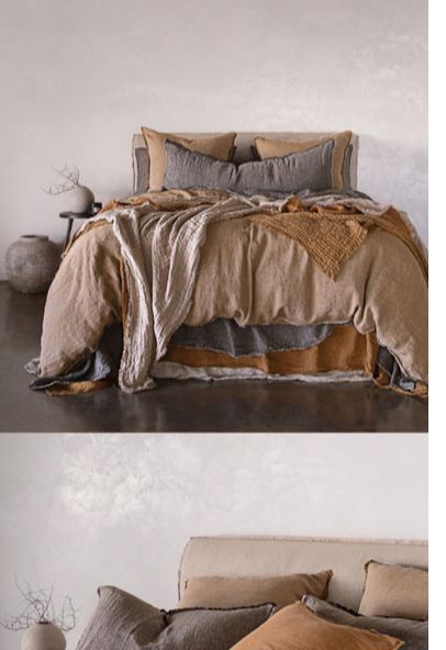 Bedding Ideas Earth Tones, Rust Comforter Bedroom, Camel Bedding, Earth Tone Bedding, Earthy Room, Paradise House, Taupe Bedding, Teal Bedding, Fall Bedding