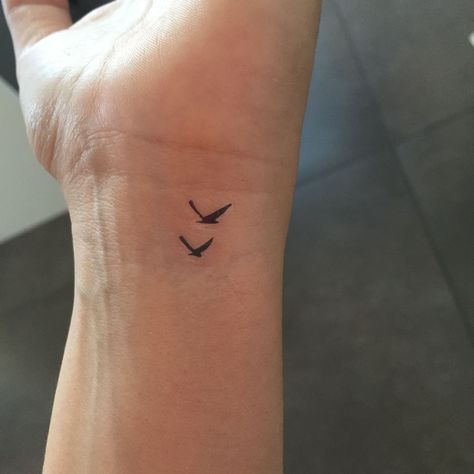 Bird Symbol Tattoo, Pair Of Birds Tattoo, Simple Birds Tattoo, Tattoos On Old People, Meaningful Symbol Tattoos, Simple Bird Tattoo, Little Bird Tattoos, Tiny Bird Tattoos, Bird Tattoos For Women