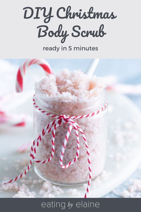 This DIY easy homemade peppermint body scrub exfoliates and moisturizes all at once. Your skin will feel brand new and incredibly soft and luxurious. It is simple to make yourself with just two main ingredients that you likely have on hand already. It takes less than five minutes and is much less expensive than store-bought body scrubs.​ This body scrub makes a thoughtful holiday gift when given in cute little reusable glass jars tied with a bow! Peppermint Body Scrub, Essential Oil Scrubs, Peppermint Sugar Scrub, Peppermint Sugar Scrubs, Mini Candy Canes, Peppermint Sugar, Vegan Christmas Recipes, Sugar Scrub Recipe, Diy Body Scrub