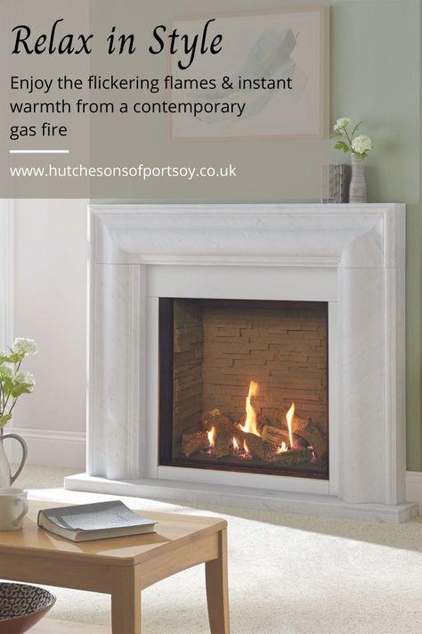 Did you know that gas fires these days can be switched on by a remote control or via an App? So when the evenings are still a little bit on the cold side, but turning on the Central Heating just hurts too much, then having a gorgeous gas fire could be the perfect investment for you and your home. #gasfires #flameeffectfires Flueless Gas Fire Living Rooms, Contemporary Gas Fires, Wood Burning Stoves, Wall Fires, Fireplace Suites, Cold Side, Log Fires, Gas Logs, Gas Fire