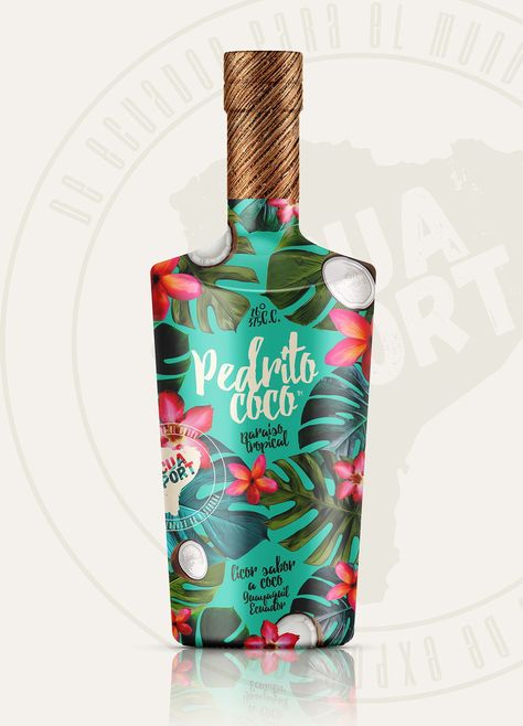 Tropical Packaging, Flavored Liquor, Drinks Packaging, Drinks Packaging Design, Juice Packaging, Bottle Design Packaging, Wine Label Design, Drink Labels, Tropical Drink