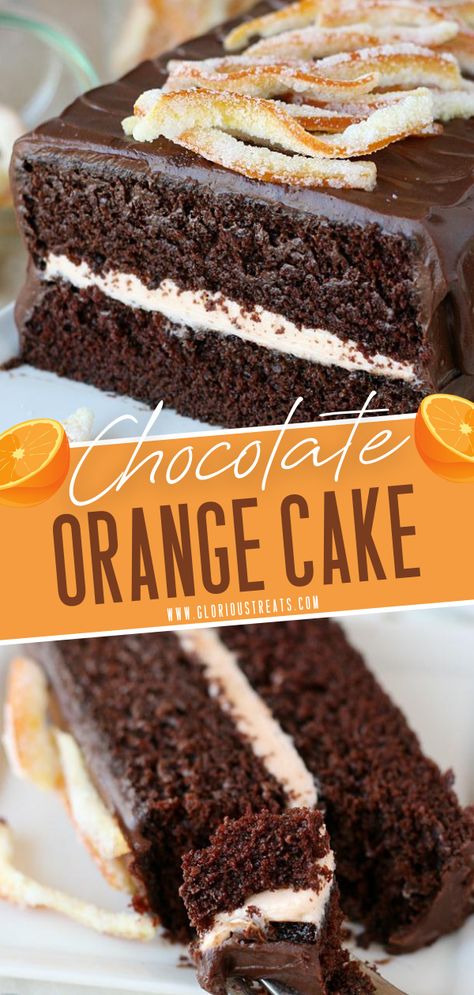 Chocolate Cake With Orange Frosting, Chocolate Cake With Orange Filling, Orange Chocolate Frosting, Orange Cake With Chocolate Frosting, Chocolate Orange Frosting, Chocolate Orange Birthday Cake, Orange And Chocolate Dessert, Chocolate And Orange Desserts, Orange Chocolate Recipes